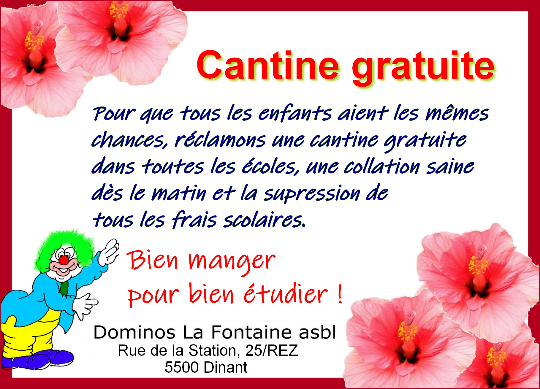 carte de visite Cantine gratuite